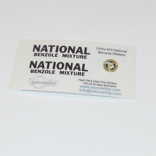 Dinky Toys 443 Studebaker Tanker National Benzole Sticker Set