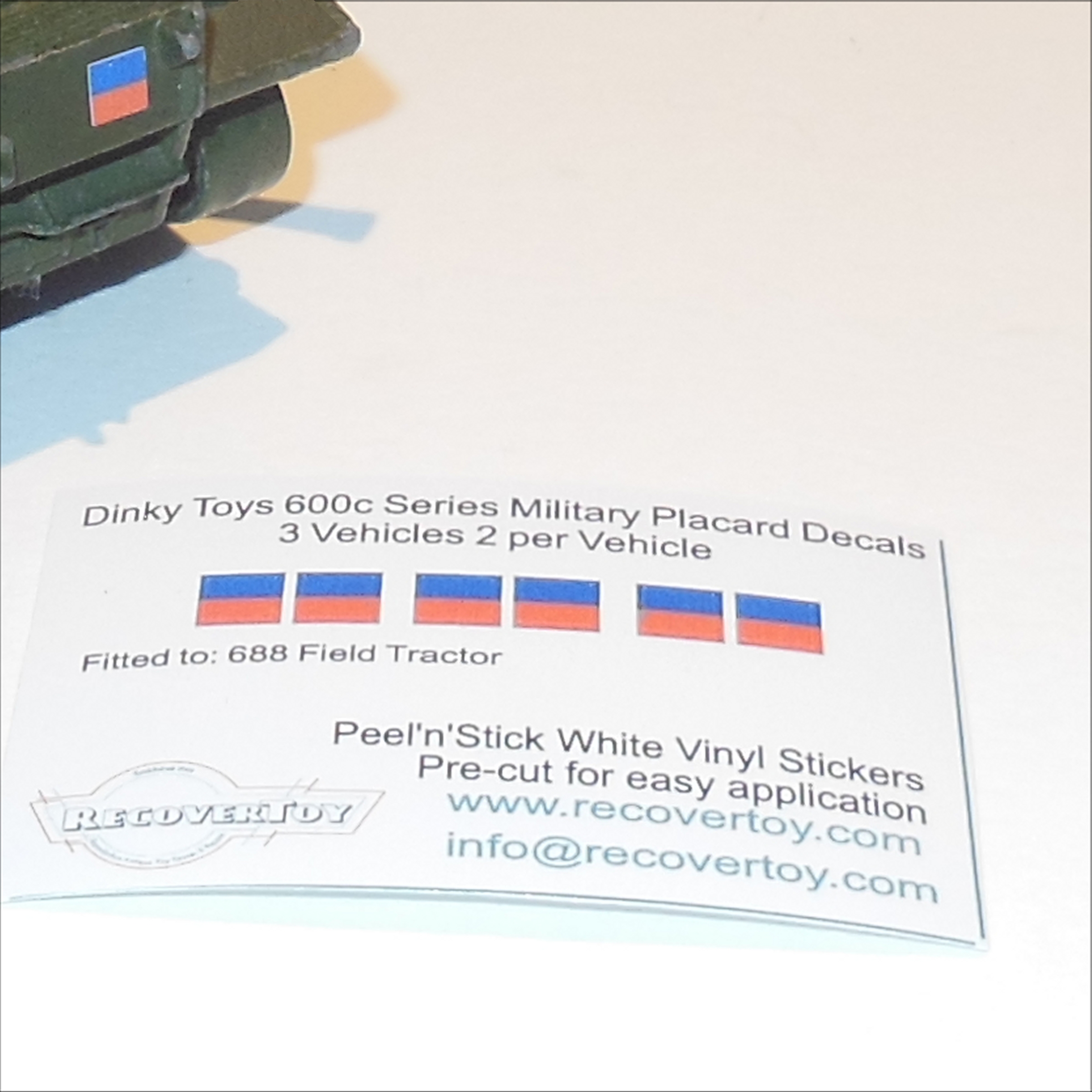 Dinky Toys 600 Series Military Placard Stickers Blue Red Block