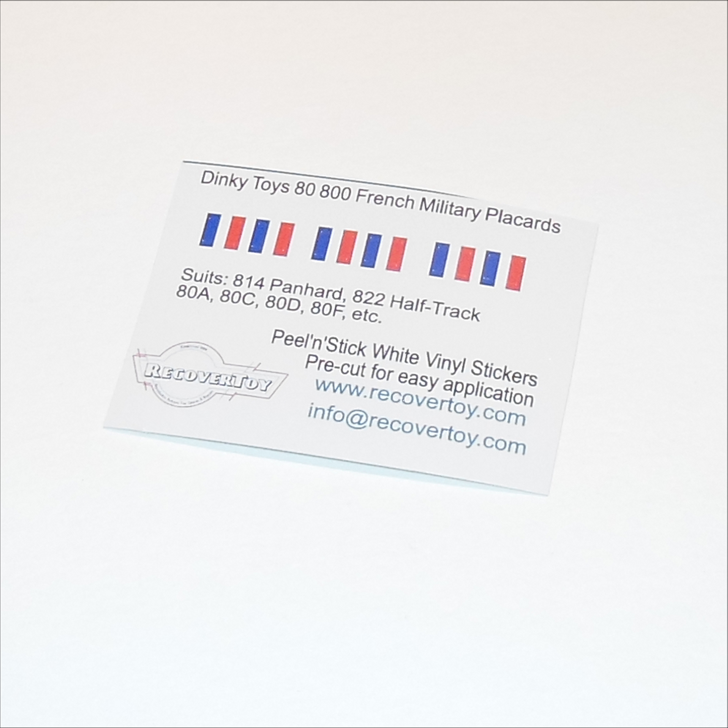 Dinky Toys 800 Series French Military Placard Stickers Blue White Red Block