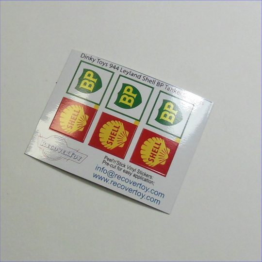 Dinky Toys 944 Leyland Shell BP Fuel Petrol Tanker Sticker Set