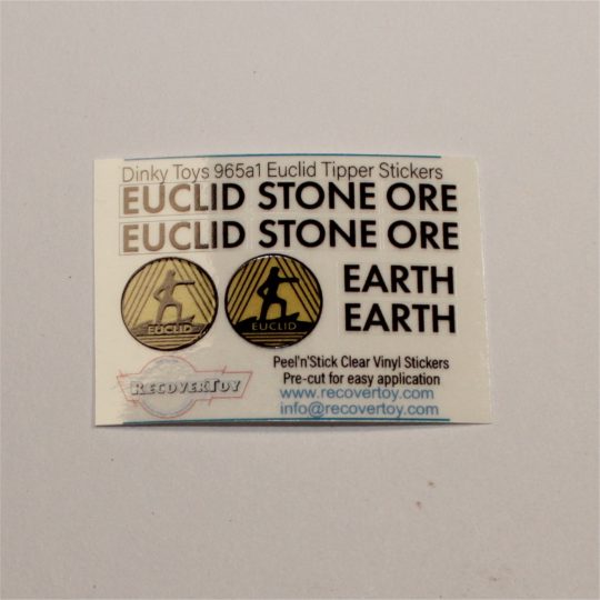 Dinky Toys 965 Euclid Rear Tipper Truck Dumper Early Issue Gold Logo Sticker Set