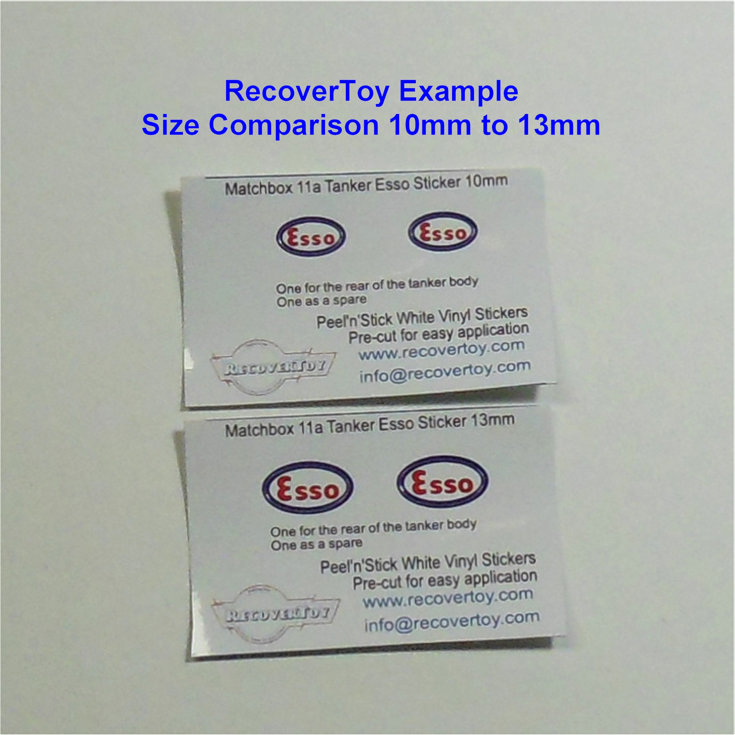 Matchbox Lesney 11a1 Esso Petrol Tanker 10mm Stickers
