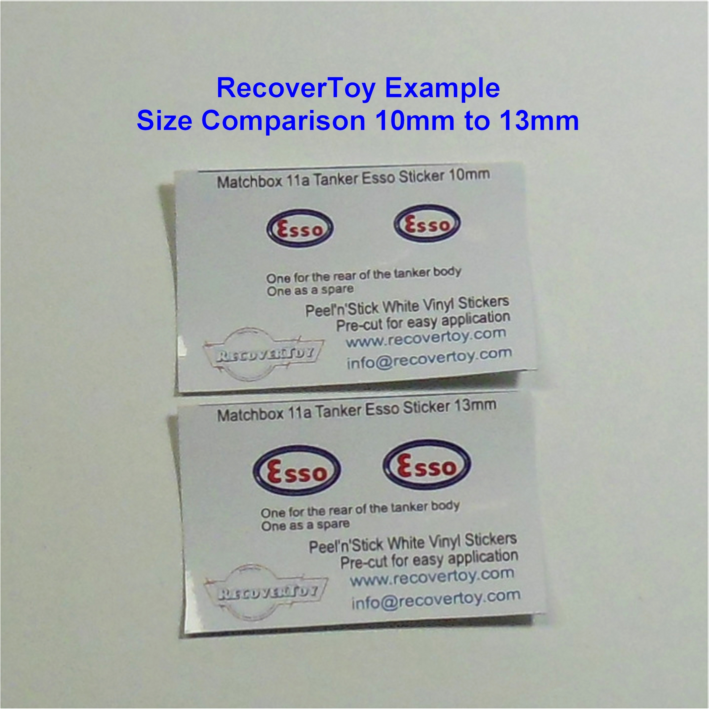 Matchbox Lesney 11a2 Esso Petrol Tanker 13mm Stickers