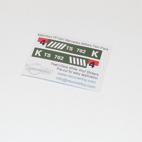 Matchbox Lesney 1 f3 Mercedes Military Twin-Pack TP15 Truck Trailer Army Stickers Set