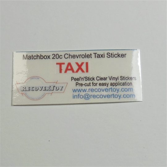 Matchbox Lesney 20c Chevrolet Impala Taxi Cab Sticker