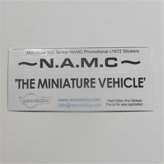 Matchbox Lesney 32 c Leyland Tanker NAMC 1972 Promotional Sticker Set