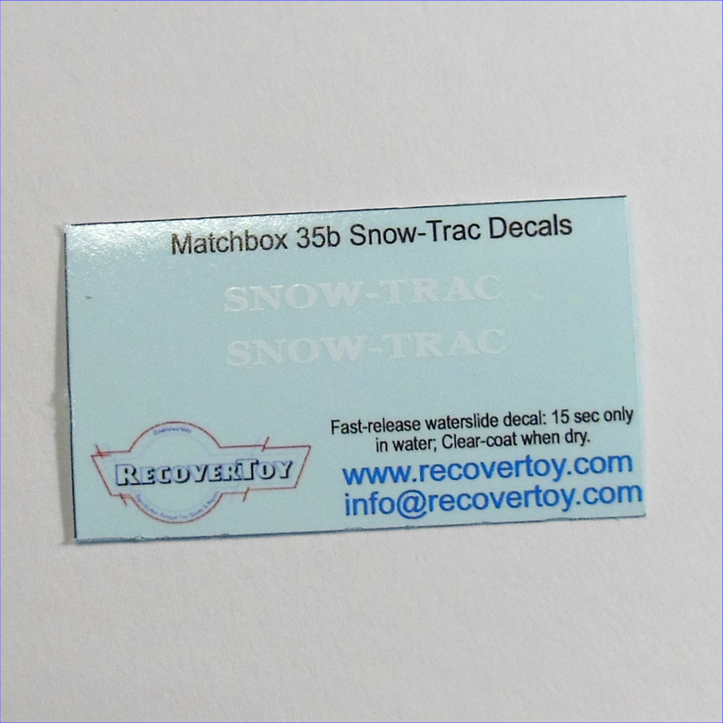 Matchbox Lesney 35b Aktiv Fischer Snow Trac Decal Set