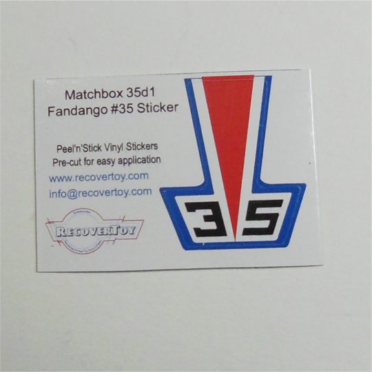 Matchbox Lesney 35 d Fandango Red Blue Stripe Sticker