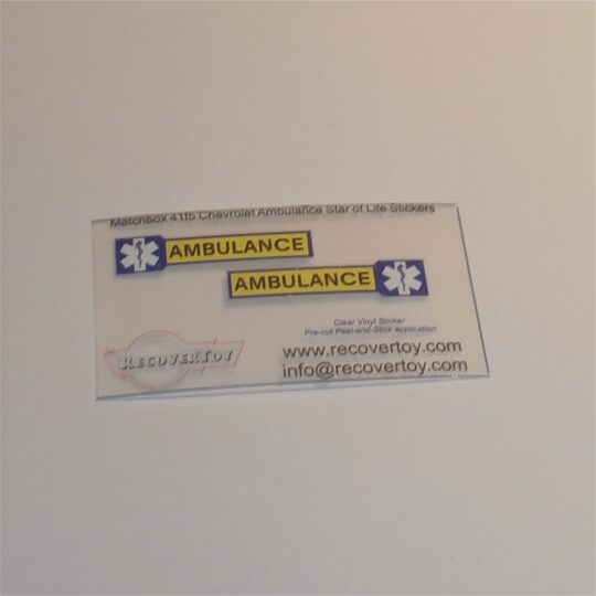 Matchbox Superfast 41f5 Chevrolet Ambulance Staff of Life Sticker Set