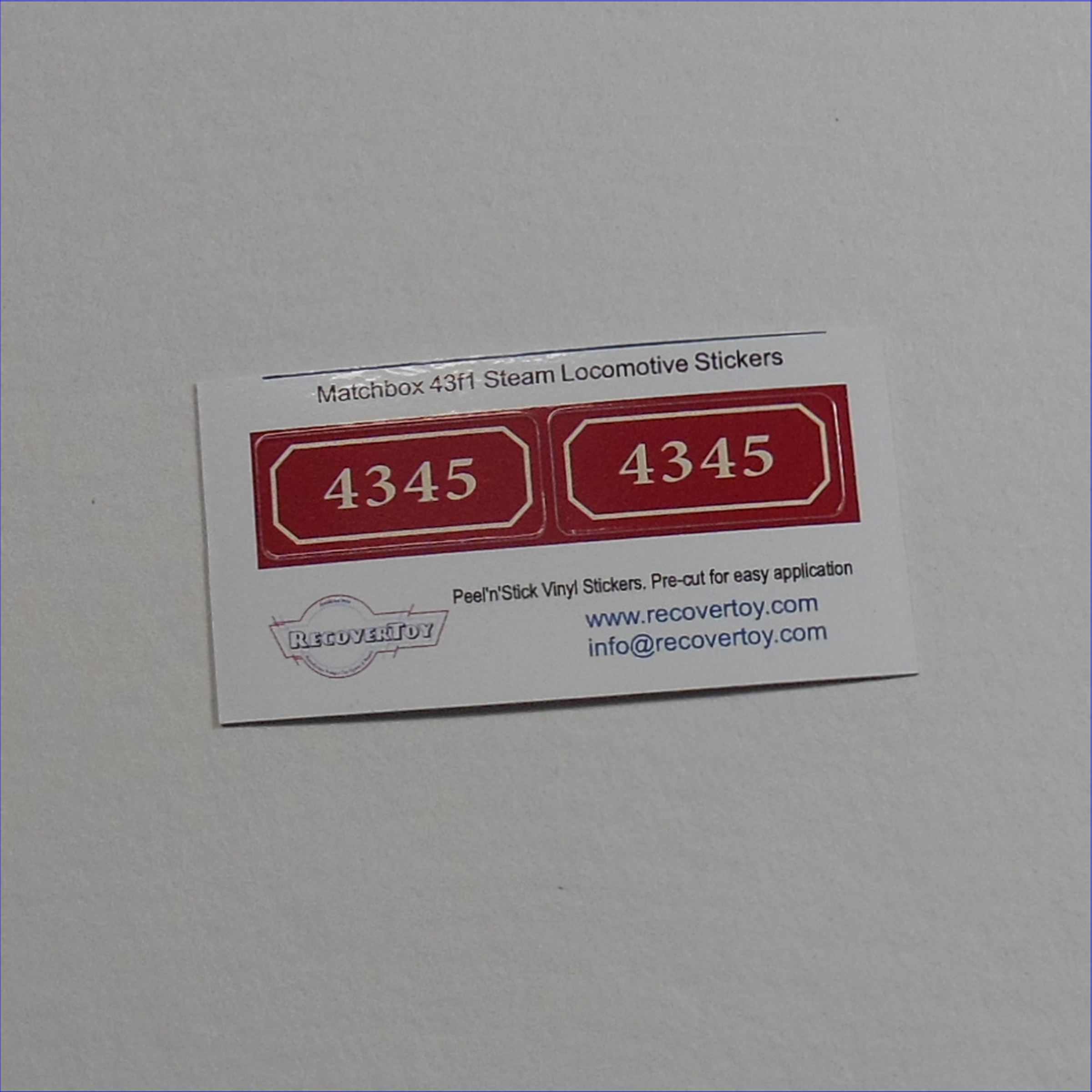 Matchbox Lesney 43f1 Steam Train Locomotive 4345 Stickers Set