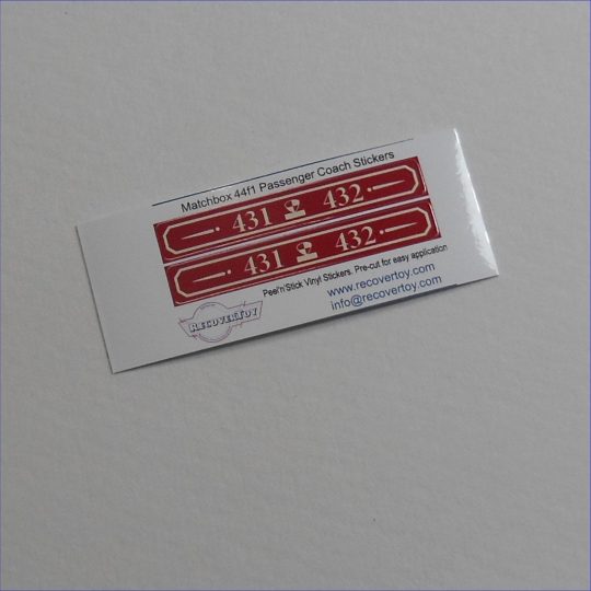 Matchbox Lesney 44f1 Train Passenger Coach 431-432 Stickers