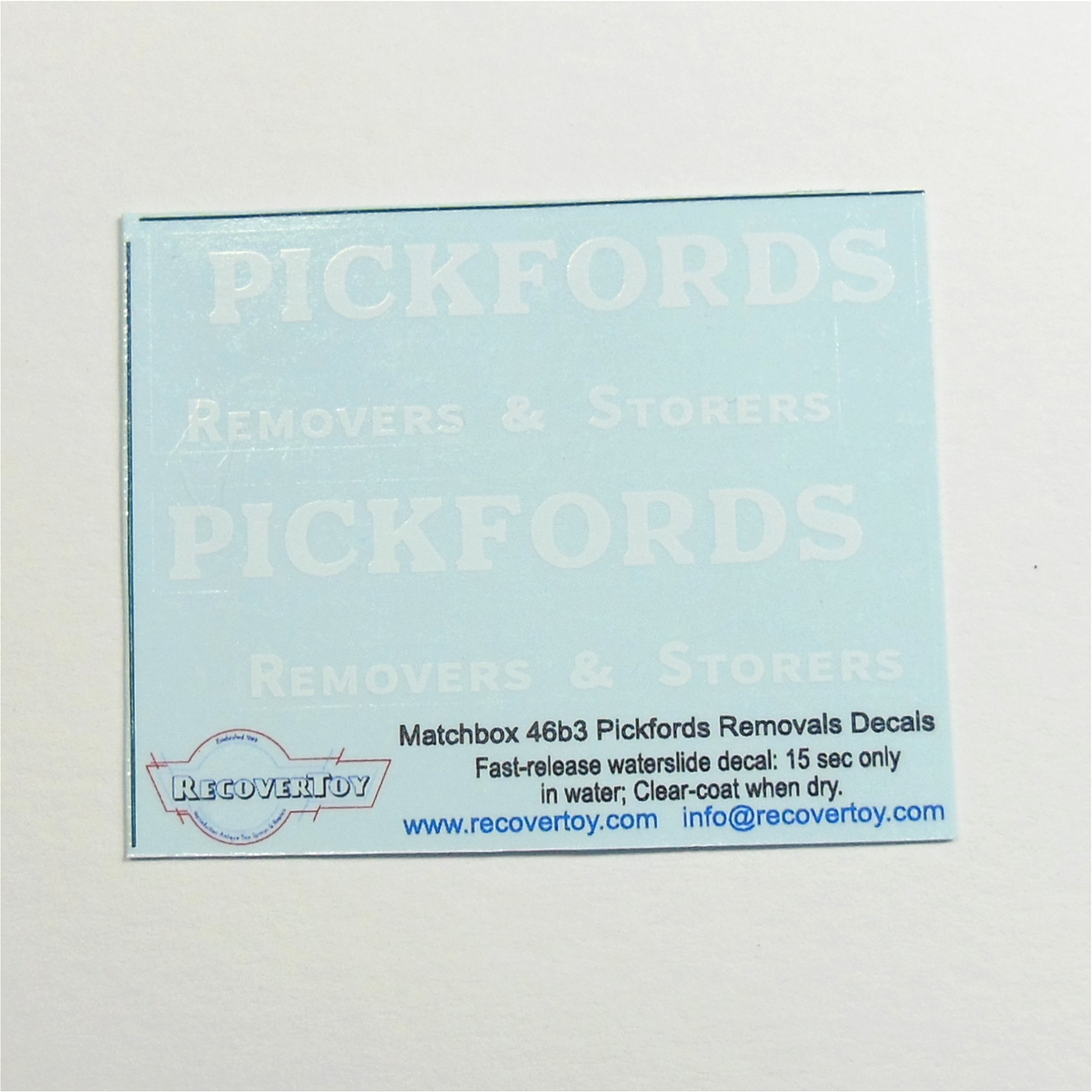 Matchbox Lesney 46 b3 Pickfords Removals Guy Van Pre-cut Decal Set