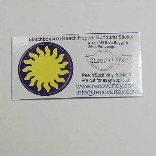 Matchbox Superfast 47e Beach Hopper Sunburst Sticker