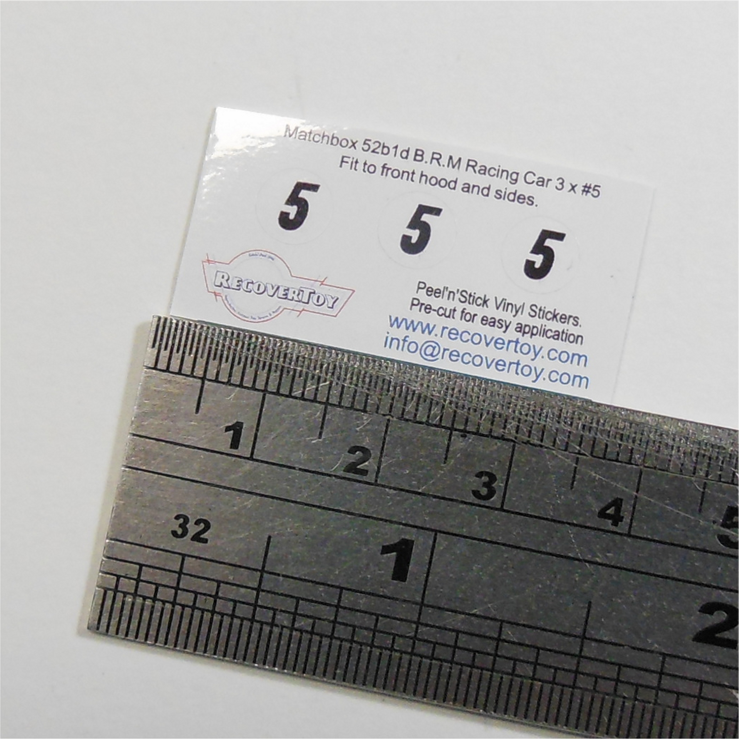 Matchbox Lesney 52 b1 B.R.M Racing Car RN#5 Pre-cut Sticker Set