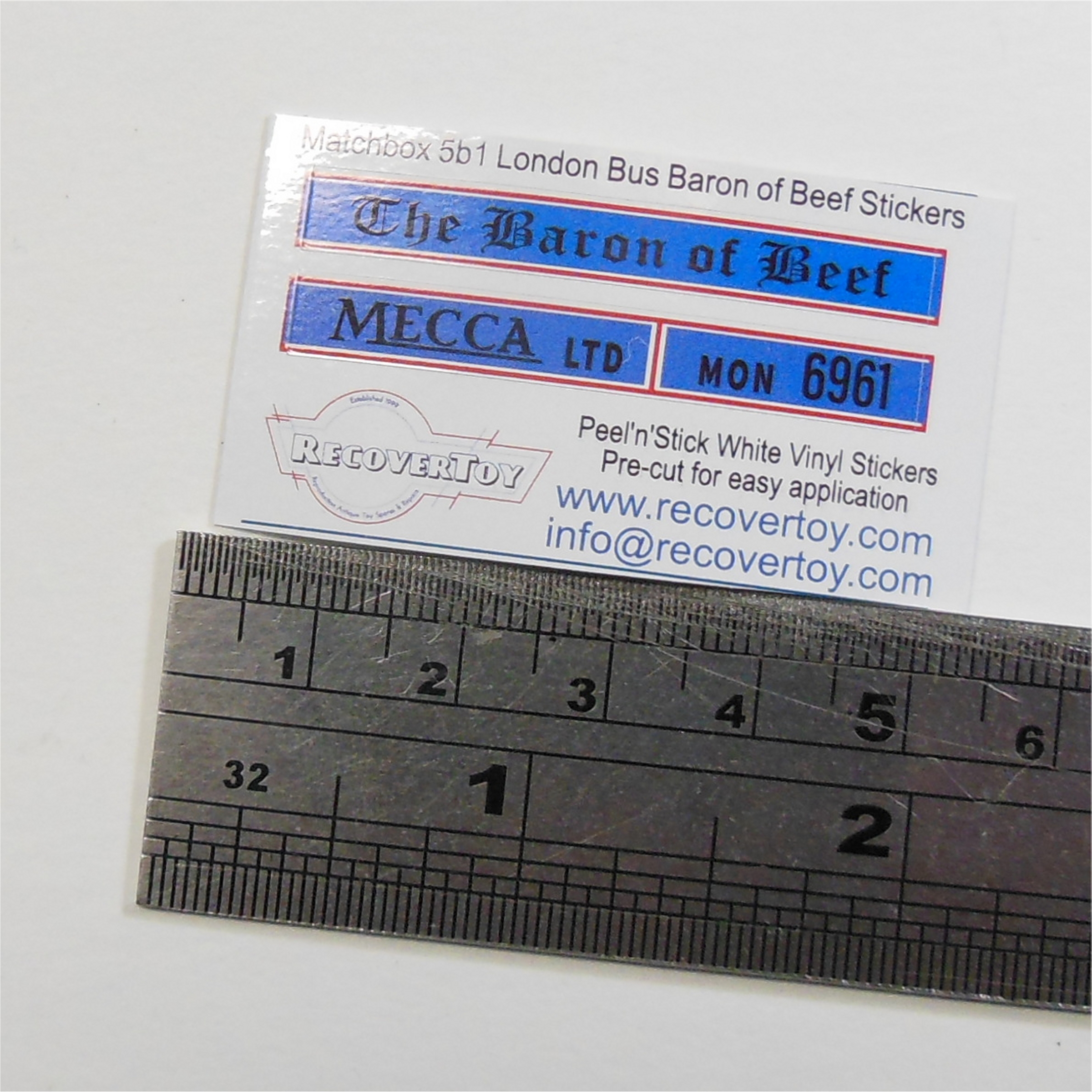 Matchbox Lesney 5b1 London Bus Baron of Beef Sticker Set