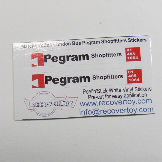 Matchbox Lesney 5d1 London Bus Pegram Shopfitters Sticker Set