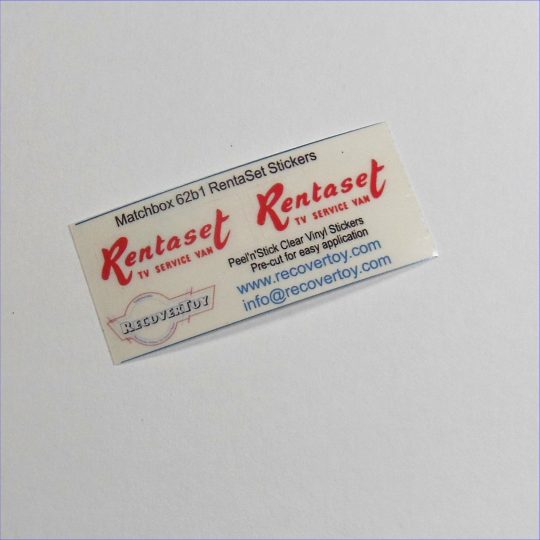Matchbox Lesney 62 b1 Commer TV Service Van Rentaset Pre-cut Sticker Set