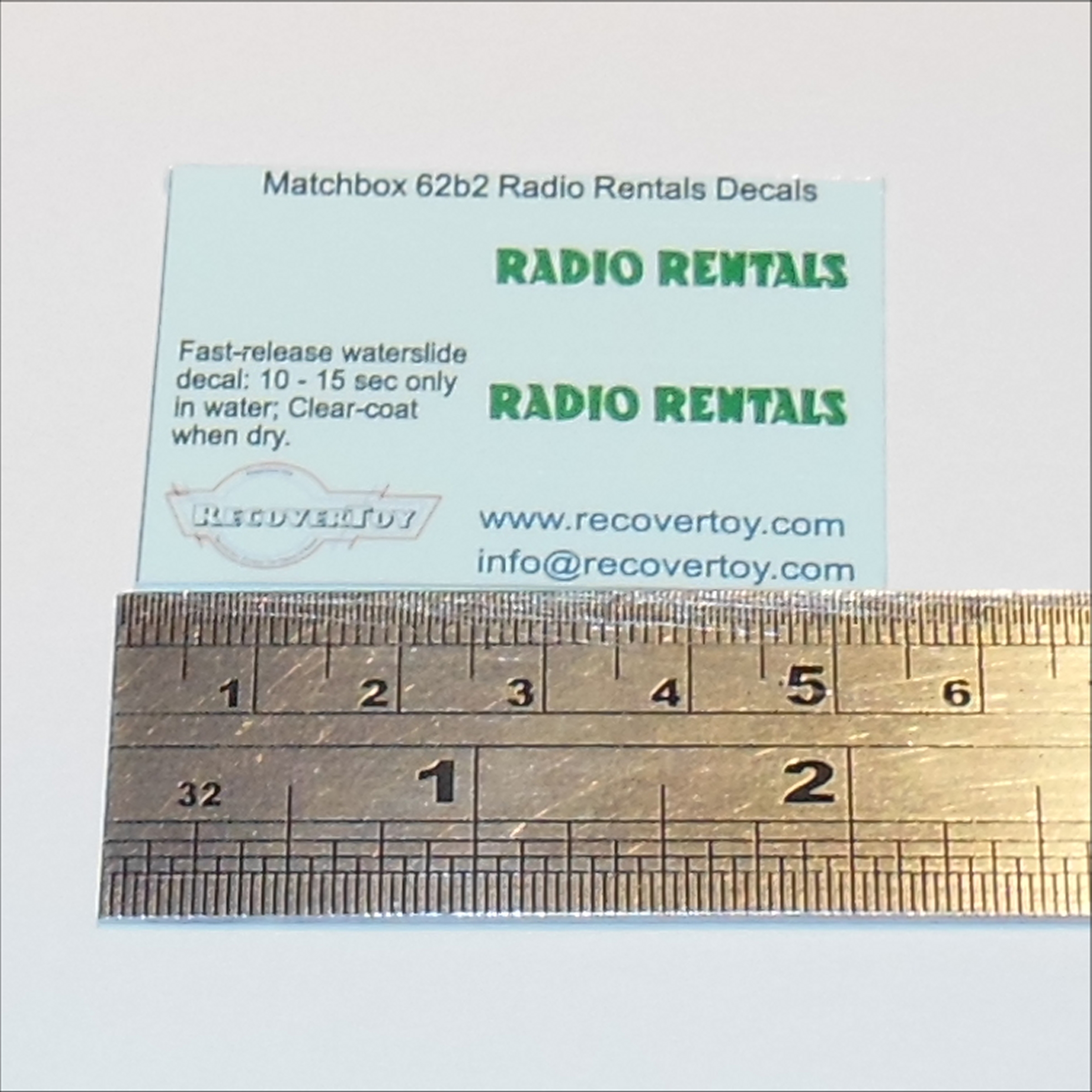 Matchbox Lesney 62 b2 Commer TV Service Van Radio Rentals Decal Set