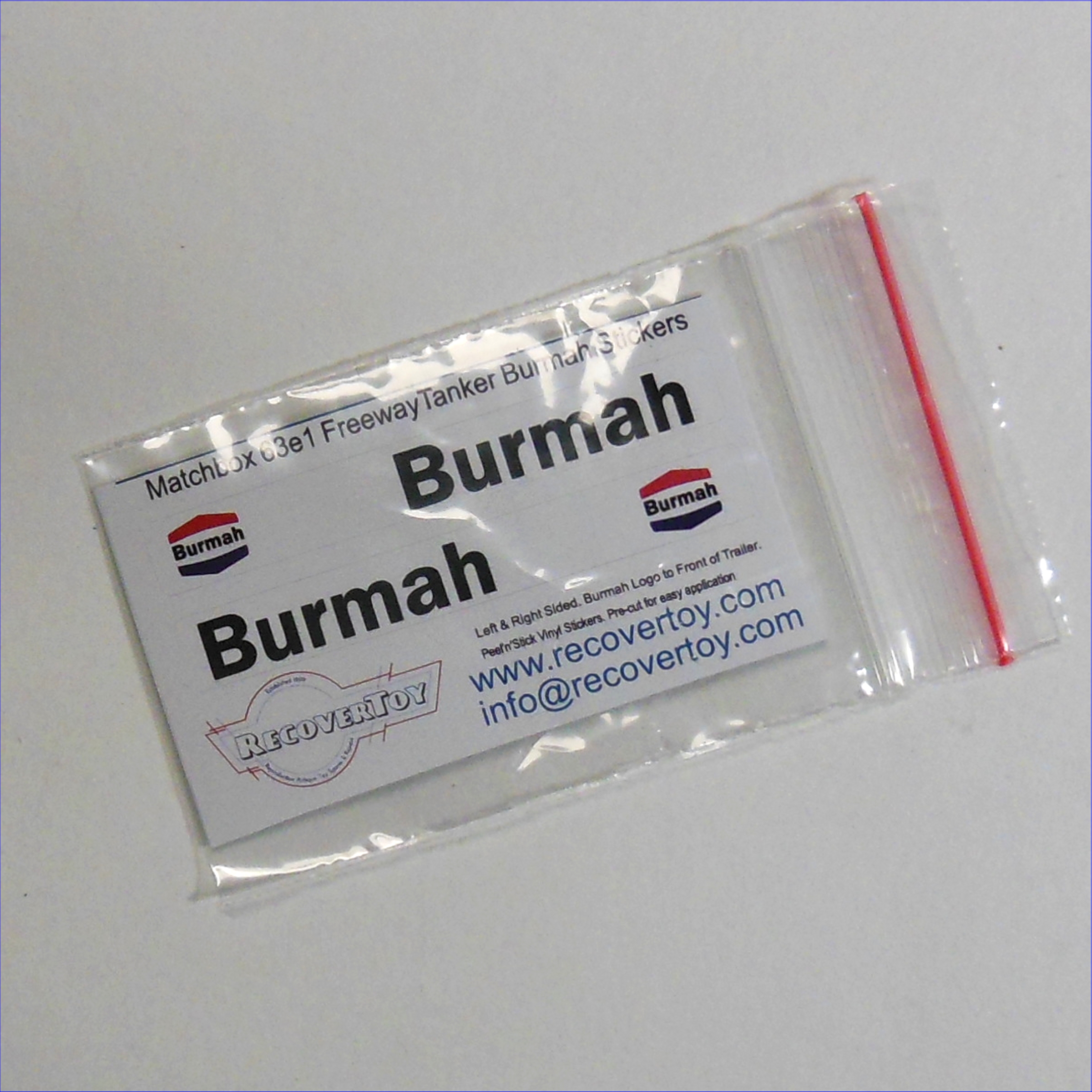 Matchbox Lesney 63e1 Freeway Gas Tanker Burmah Petrol Sticker Set