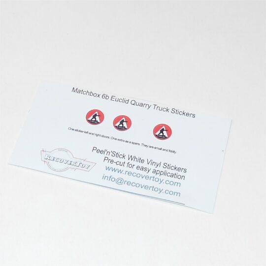 Matchbox Lesney 6b Euclid Quarry Truck Stickers