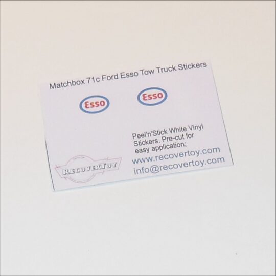 Matchbox Lesney 71c 71d Ford Heavy Wreck Truck Esso Sticker Set