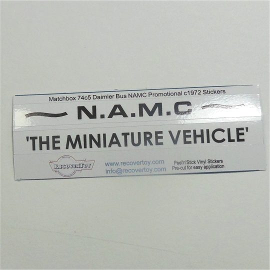 Matchbox Lesney 74c5 Daimler Bus NAMC 1972 Promotional Sticker Set