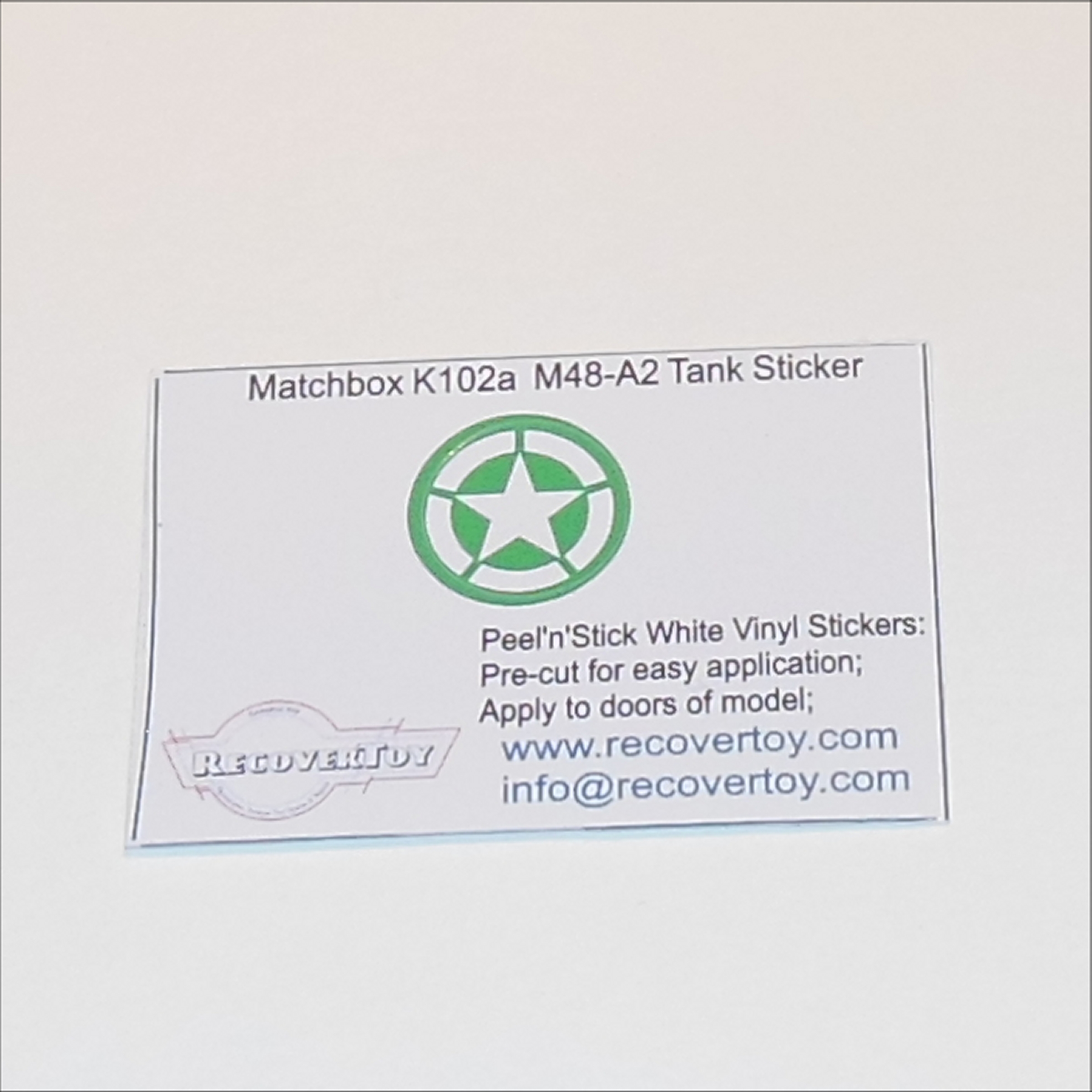 Matchbox Lesney Kingsize K-102a Battle Kings M48-A2 Tank Sticker
