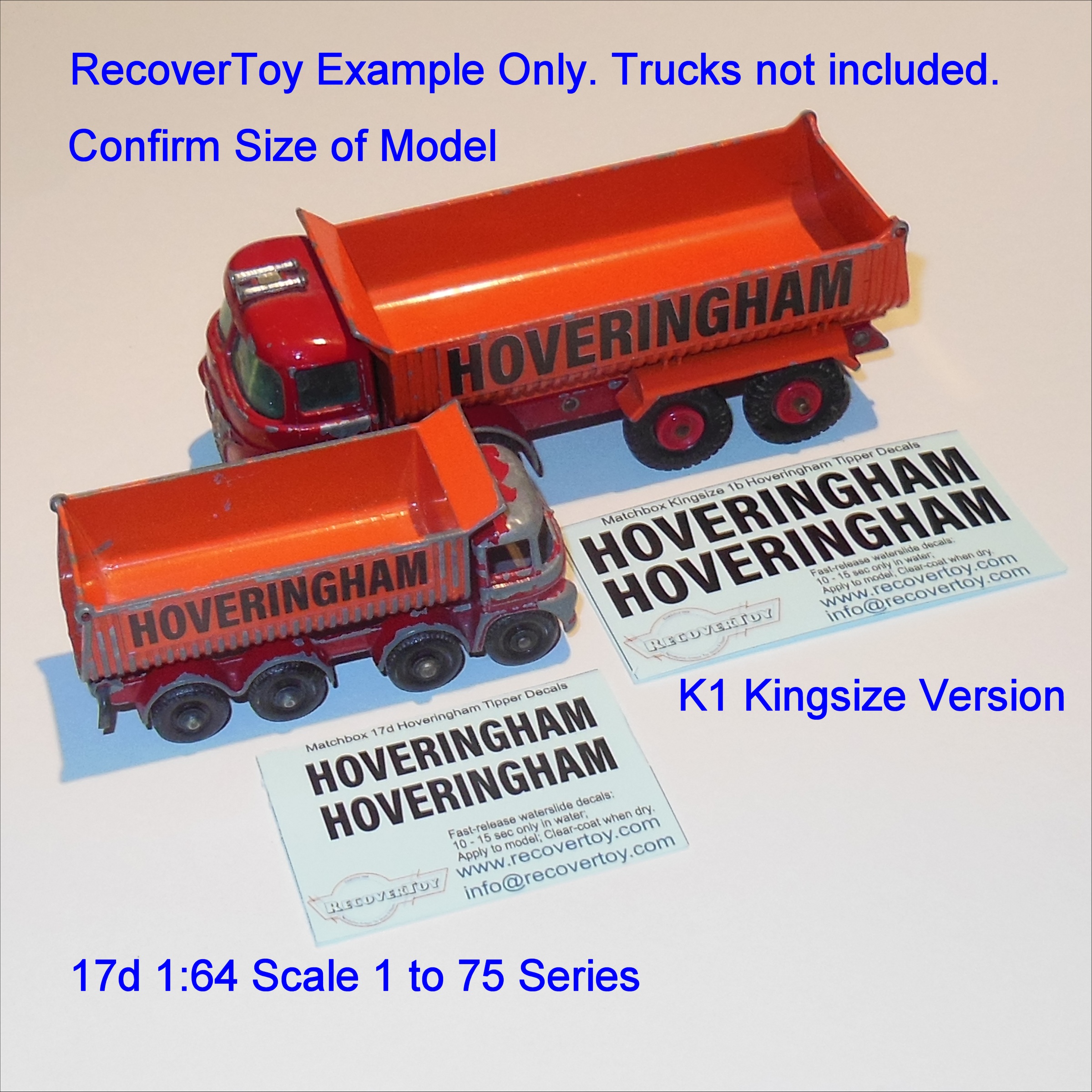 Matchbox Lesney King Size K 1b Foden Hoveringham Tipper Truck Decal Set