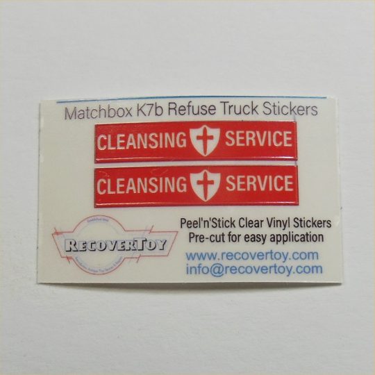 Matchbox Lesney King Size 7b S&D Refuse Truck Pre-cut Sticker Set