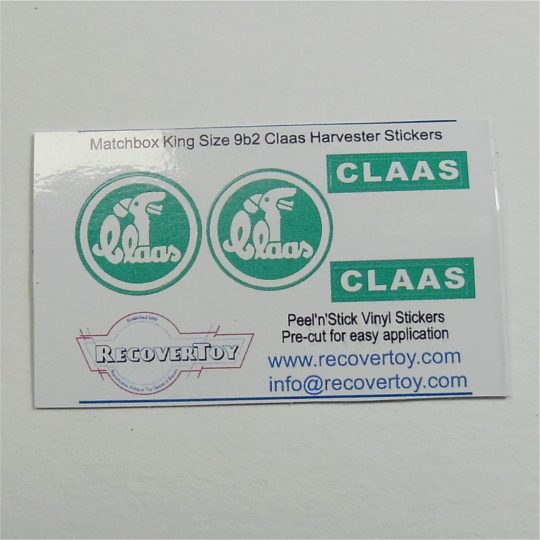 Matchbox Lesney King Size K 9b2 Claas Combine Harvester Green Sticker Set