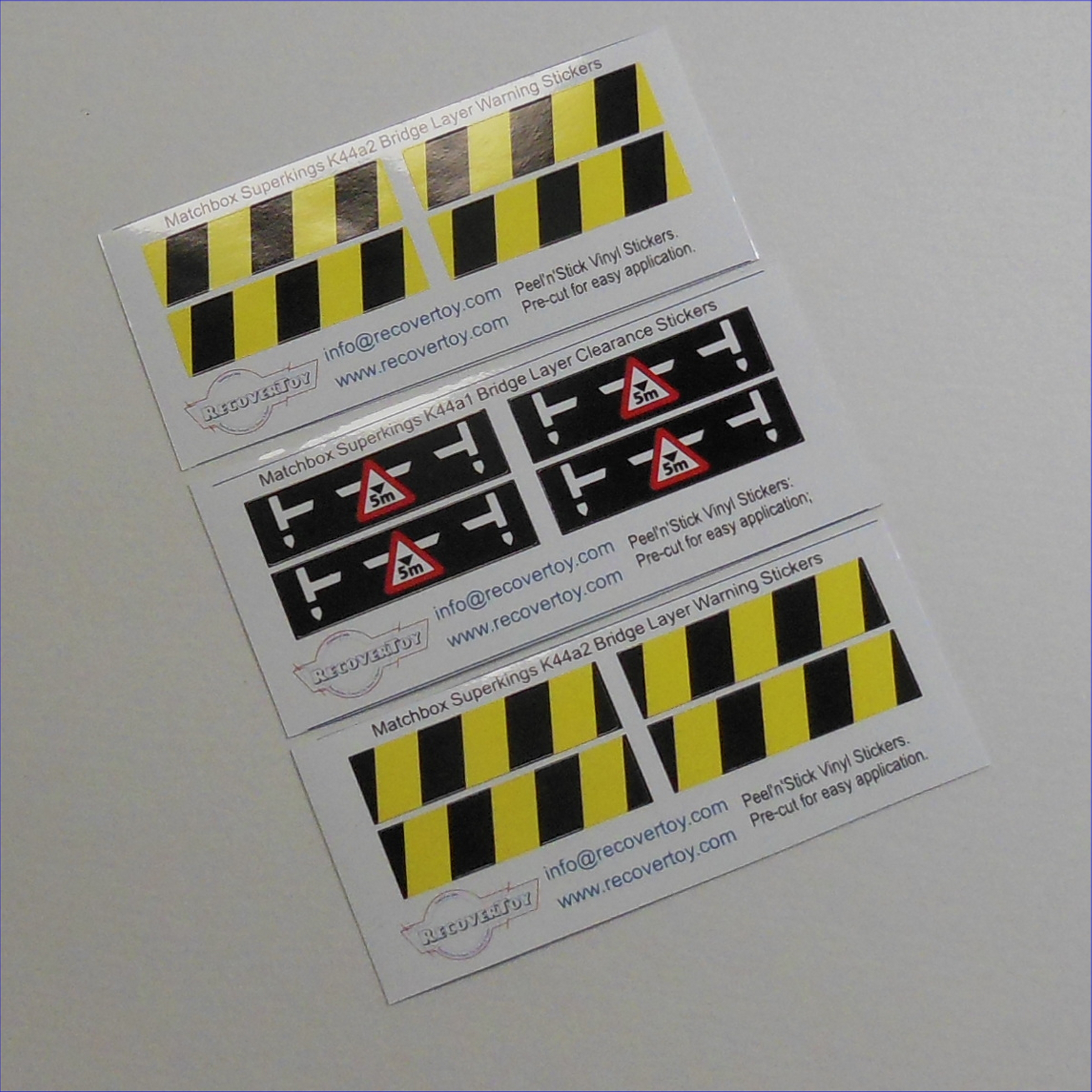 Matchbox Lesney King Size K 44a2 Berliet Bridge Layer Warning Sticker Set