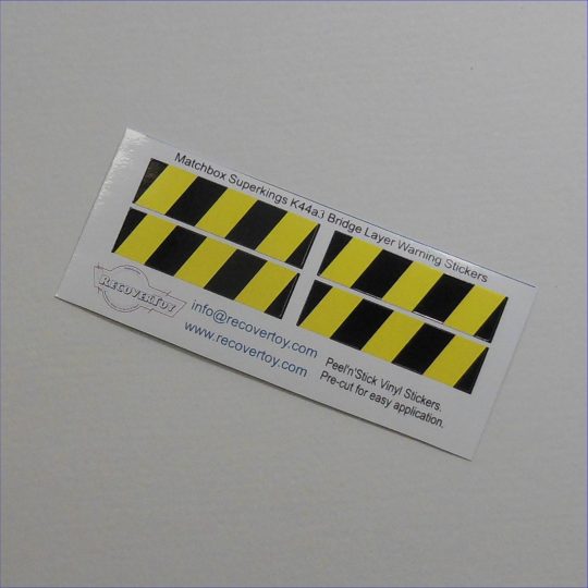 Matchbox Lesney King Size K44a3 Berliet Bridge Layer Warning Stripe Sticker Set