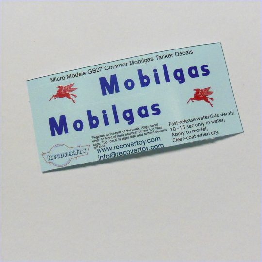 Micro Models G-27 Articulated Tanker Mobilgas Petrol Clear Background Decals