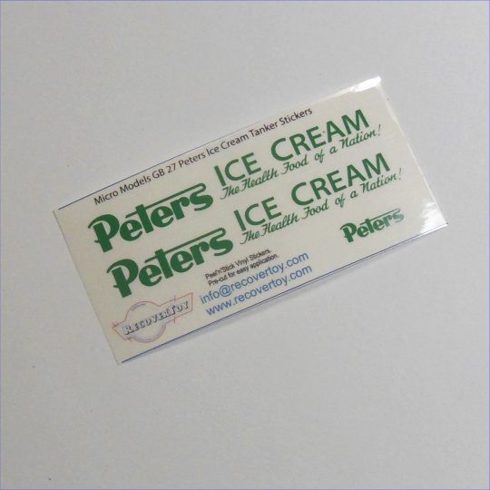 Micro Models G-27 Commer Articulated Tanker Peters Ice Cream Sticker Set