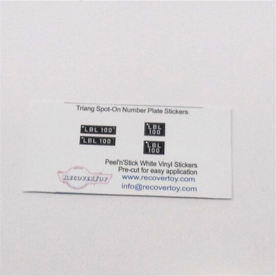 Triang Spot-On Number Plates LBL100 Sticker Set