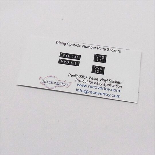 Triang Spot-On Number Plates VYD131 Sticker Set