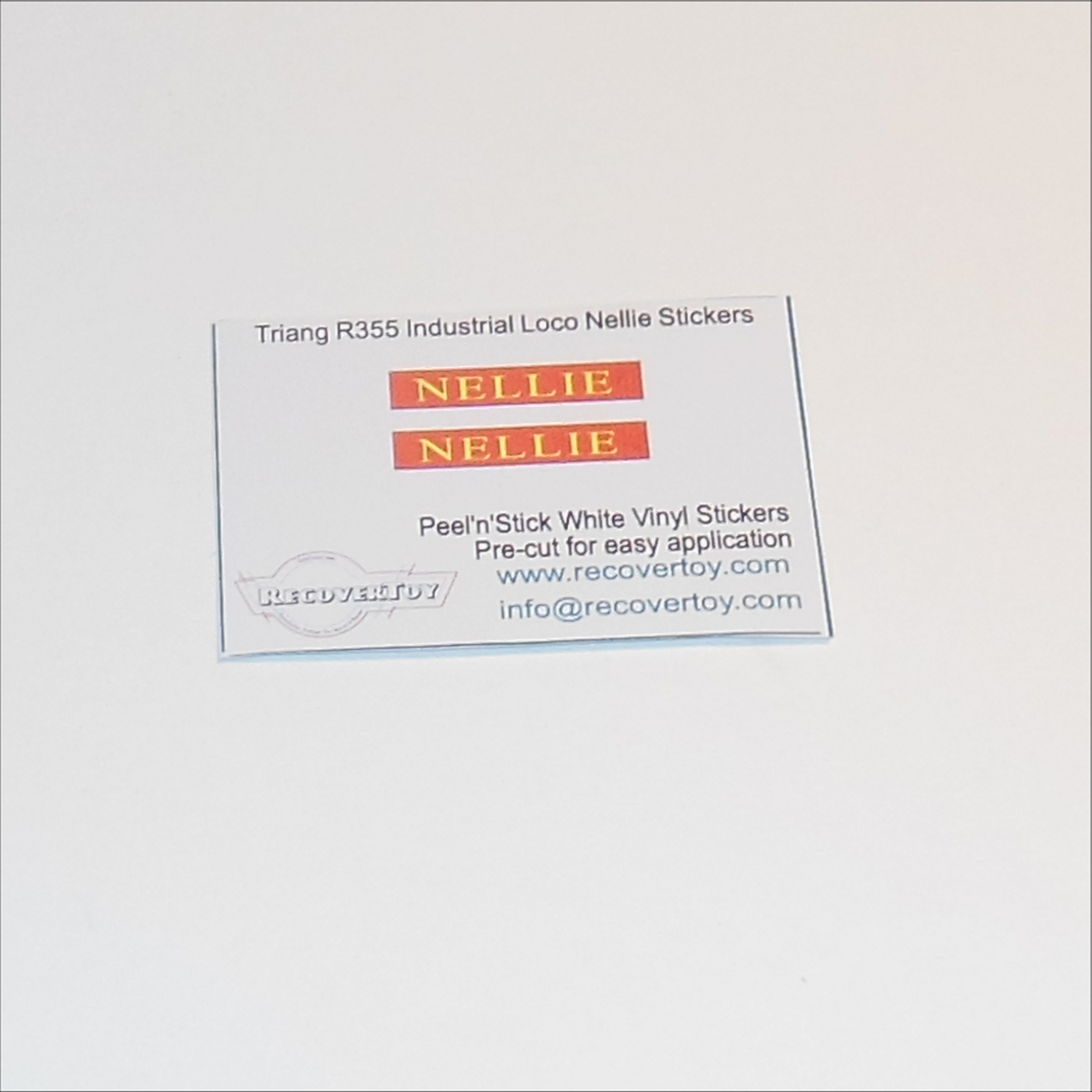 Triang Hornby R355 OO Gauge BR 0-4-0 Industrial Loco Nellie Name Plate Sticker Set