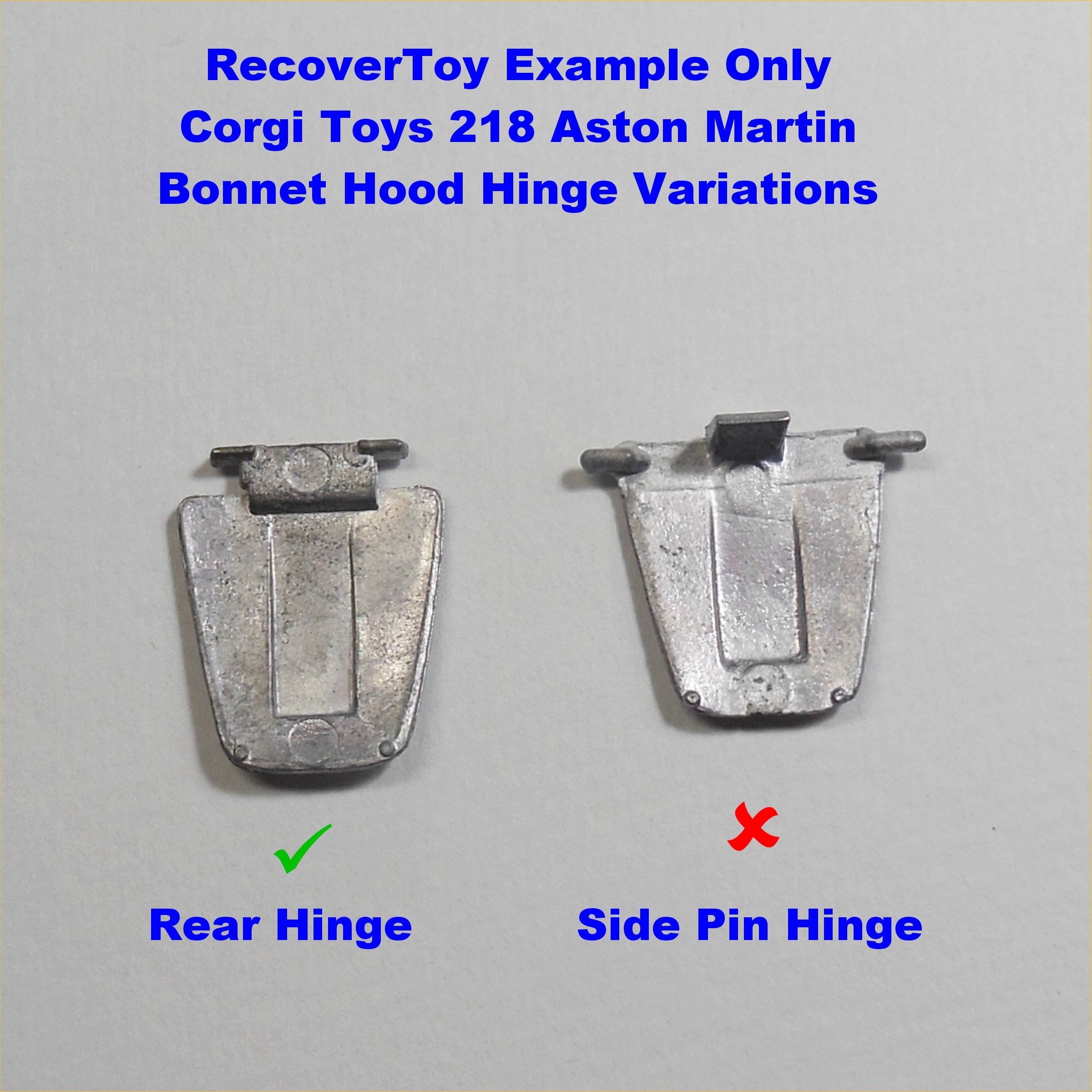Corgi Toys 218 Aston Martin DB4 Bonnet Hood Engine Cover Rear Hinge