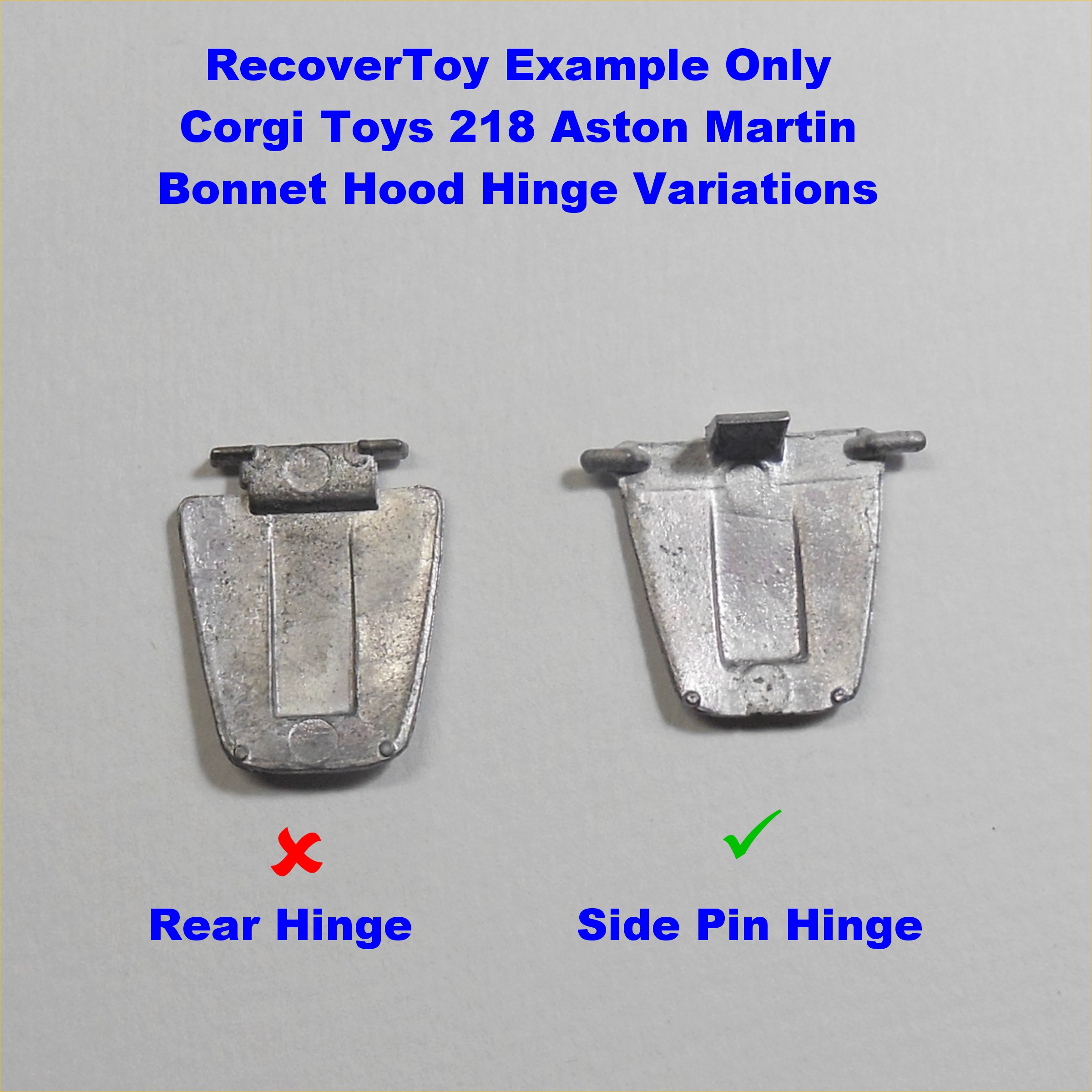 Corgi Toys 218 Aston Martin DB4 Bonnet Hood Engine Cover Side Pin Hinge