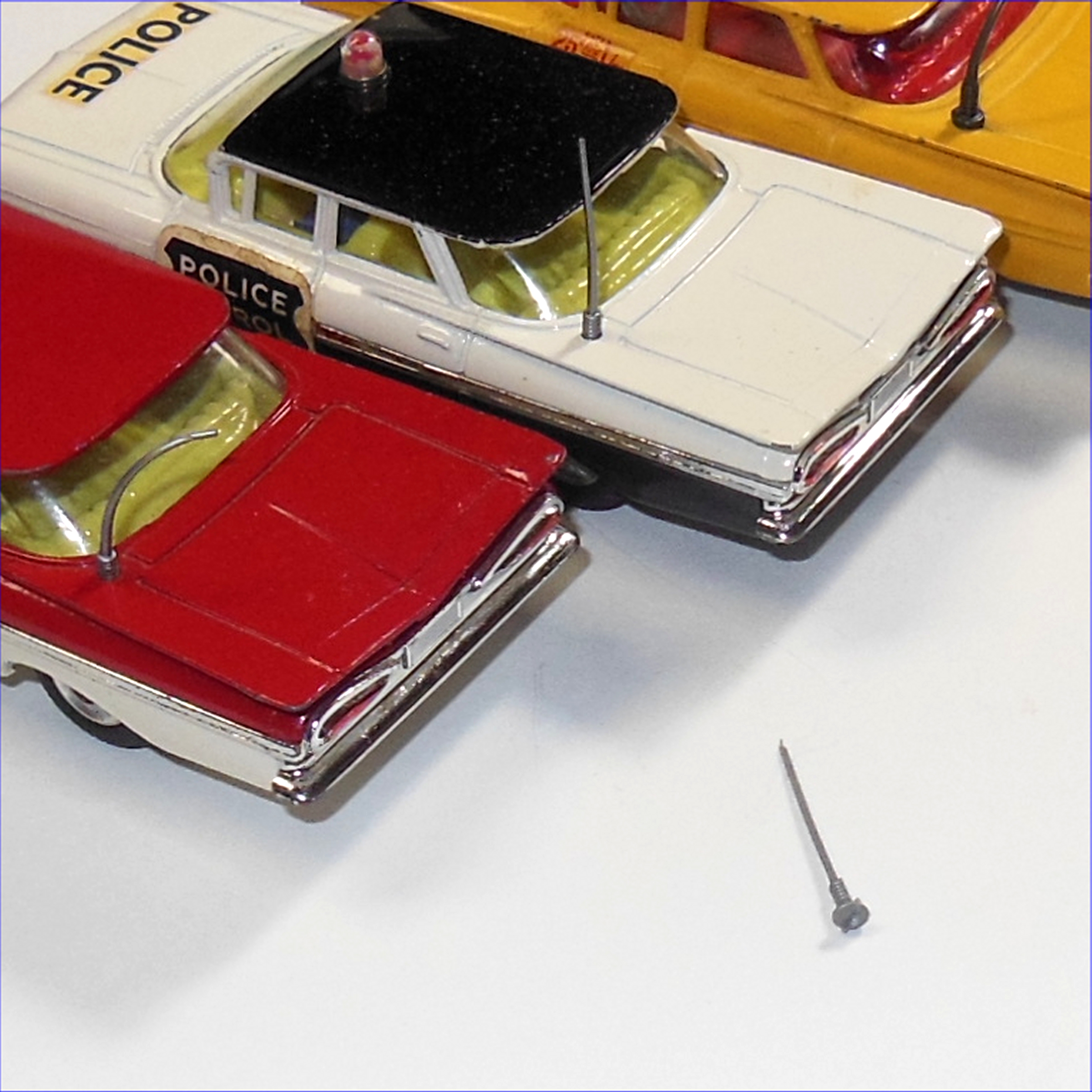 Corgi Toys Aerial Sedan Police Fire Taxi Chevrolet Impala Grey Plastic Repro Antenna