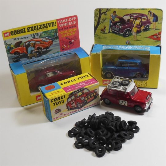Corgi Toys 12mm Black Tires 1967 & Later Issue Mini & Small Cars Tyres Y046