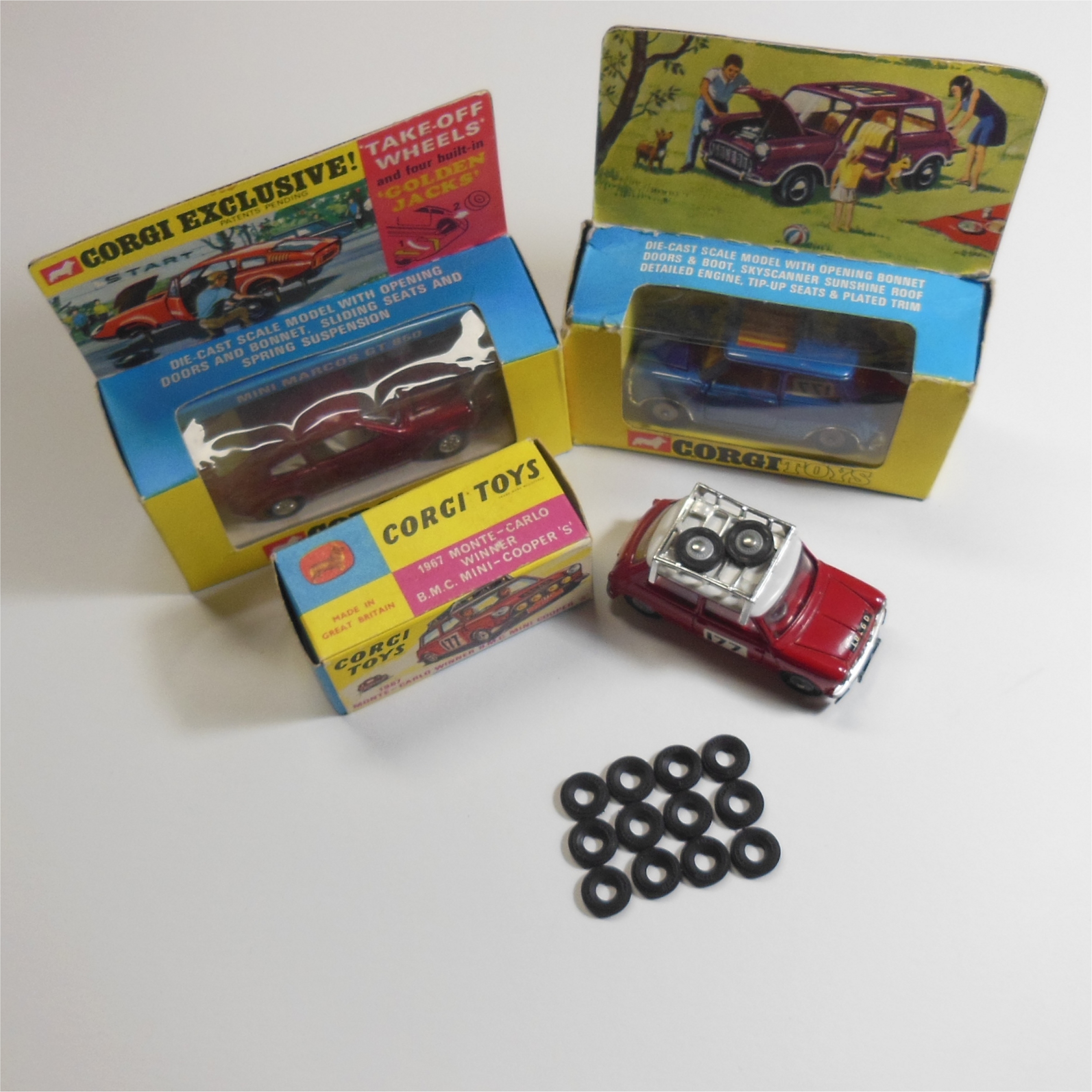 Corgi Toys 12mm Black Tires 1967 & Later Issue Mini & Small Cars Tyres Y046