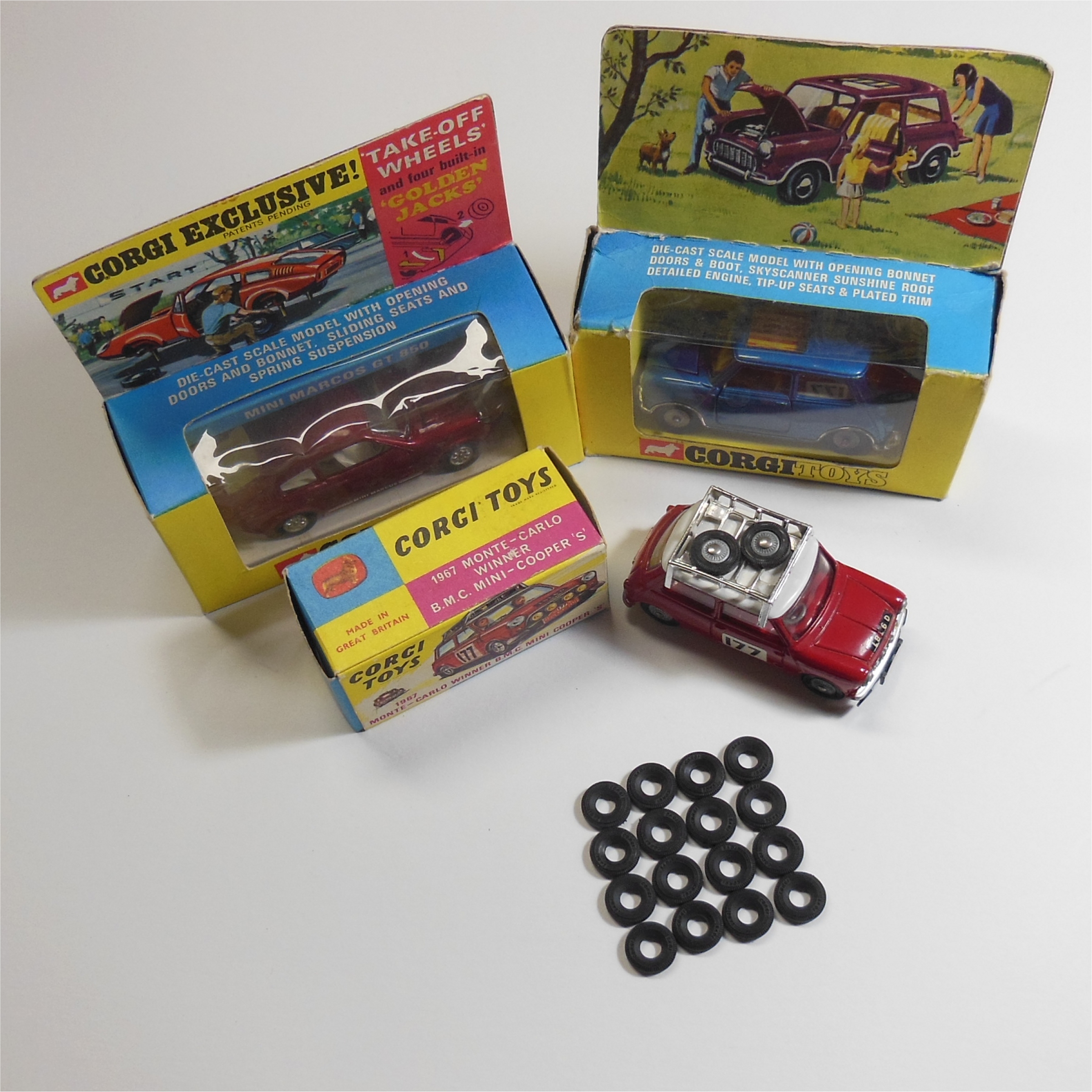 Corgi Toys 12mm Black Tires 1967 & Later Issue Mini & Small Cars Tyres Y046