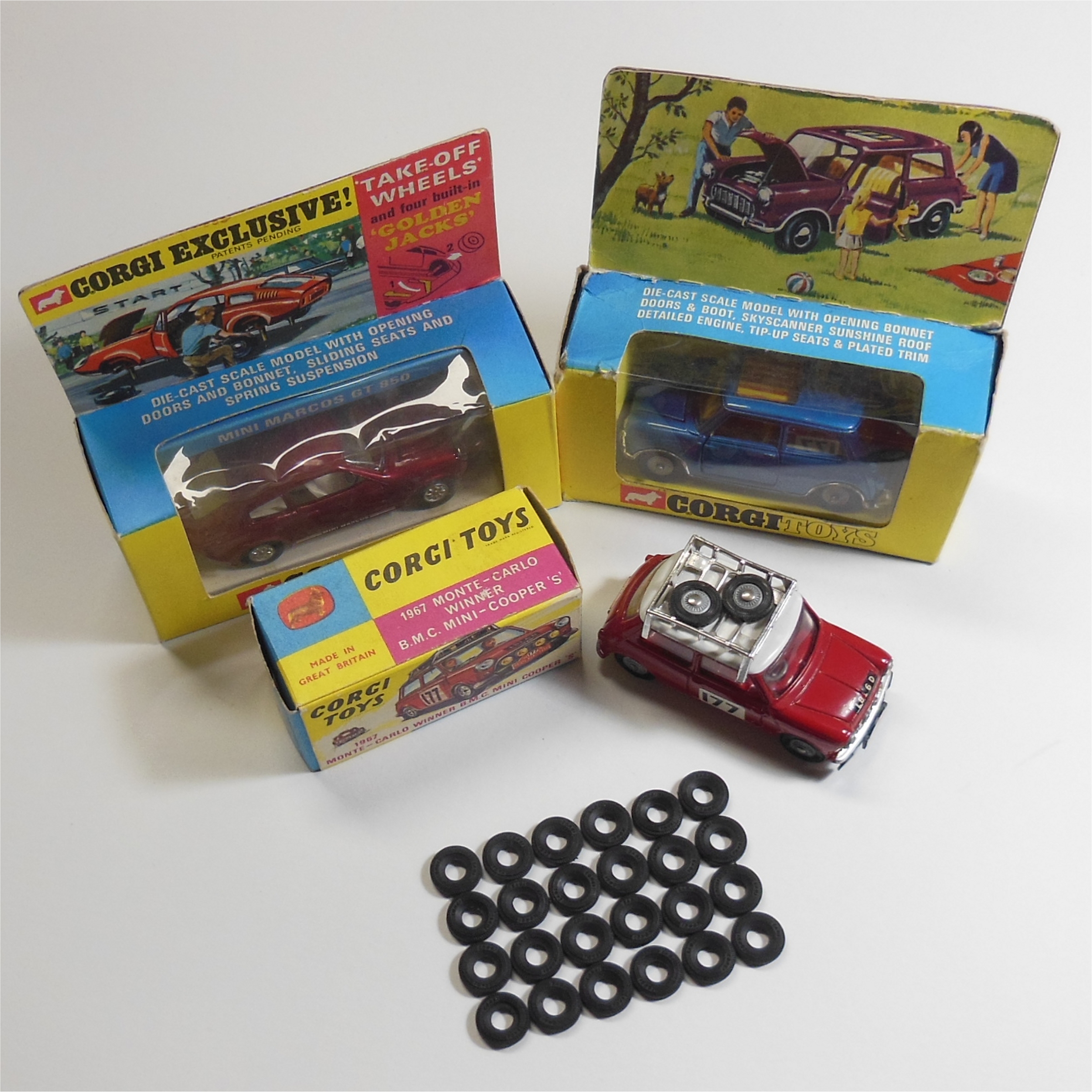 Corgi Toys 12mm Black Tires 1967 & Later Issue Mini & Small Cars Tyres Y046