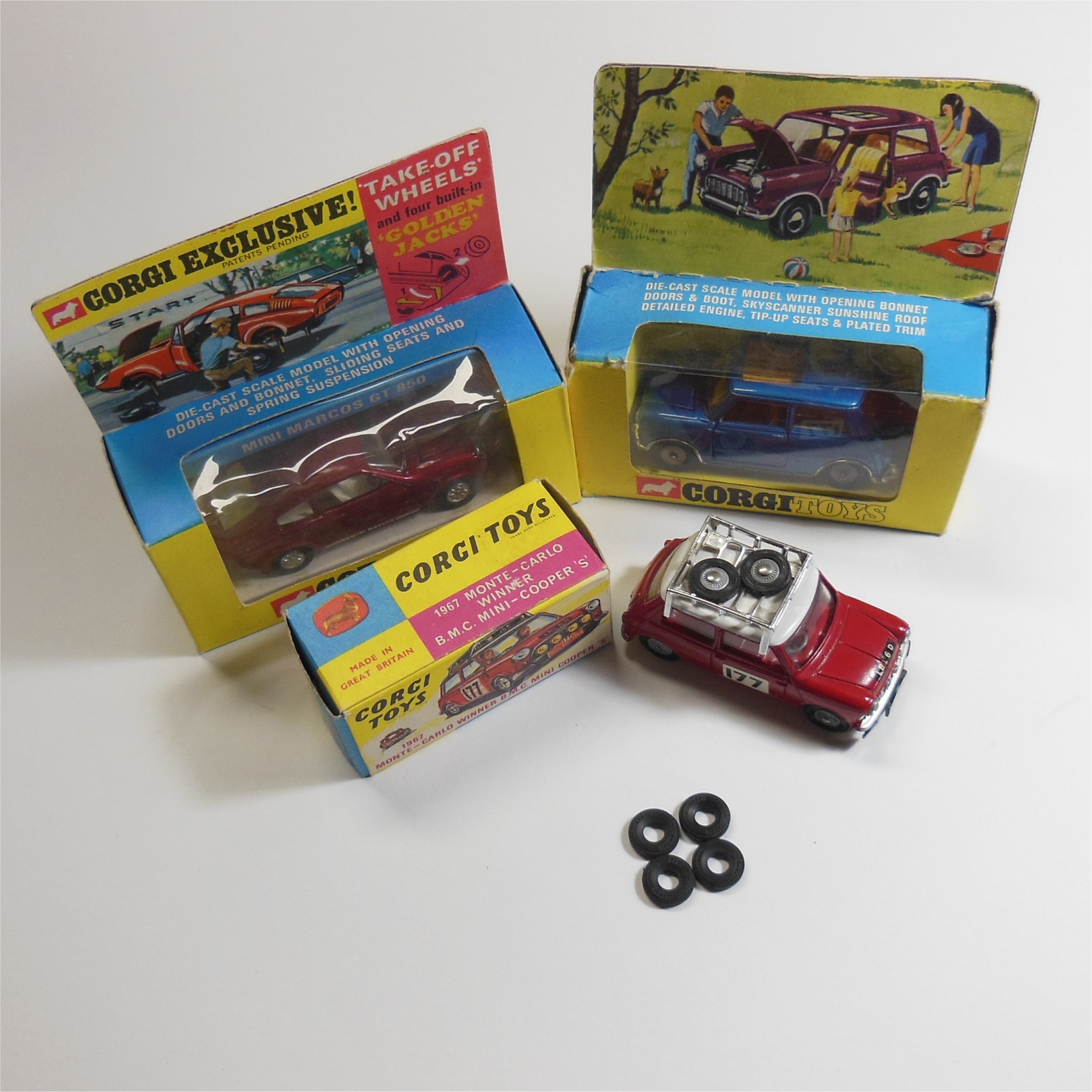 Corgi Toys 12mm Black Tires 1967 & Later Issue Mini & Small Cars Tyres Y046