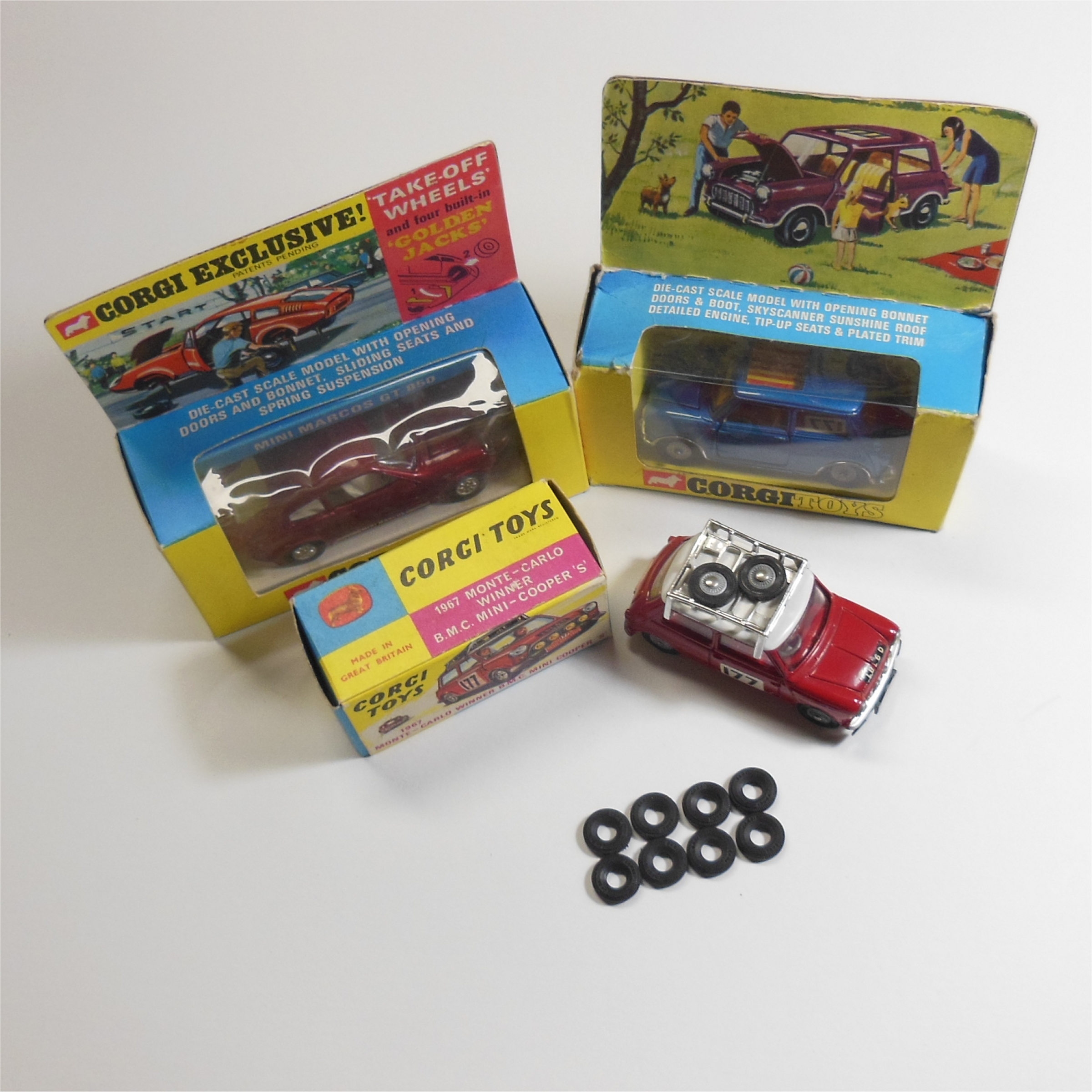 Corgi Toys 12mm Black Tires 1967 & Later Issue Mini & Small Cars Tyres Y046