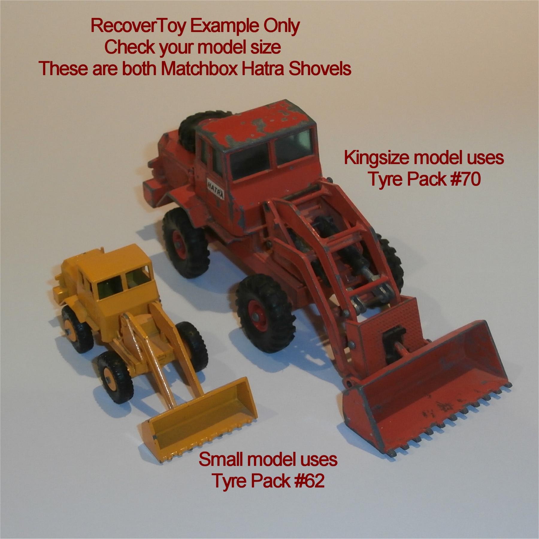 Matchbox King Size K 3b Hatra Shovel Tires Set of 5 Tyres Pack #70