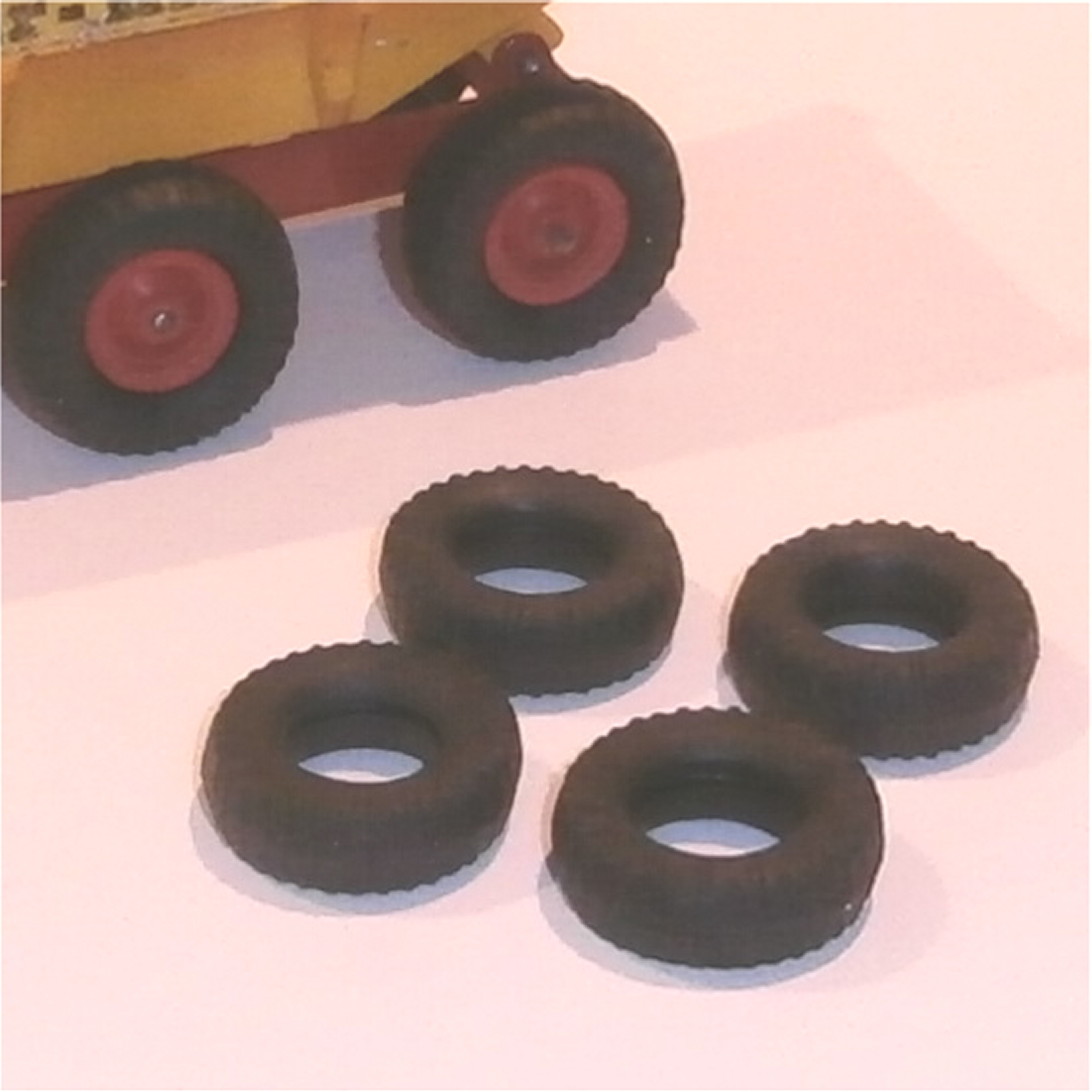 Matchbox Kingsize 27mm Black K5c Muir Hill Trailer Tires Set of 4 Tyres Pack #138